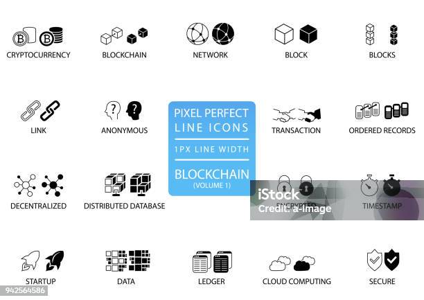 Blockchain And Cryptocurrency Thin Line Vector Icon Set Pixel Perfect Icons With 1 Px Line Width For Optimal App And Web Usage Stock Illustration - Download Image Now