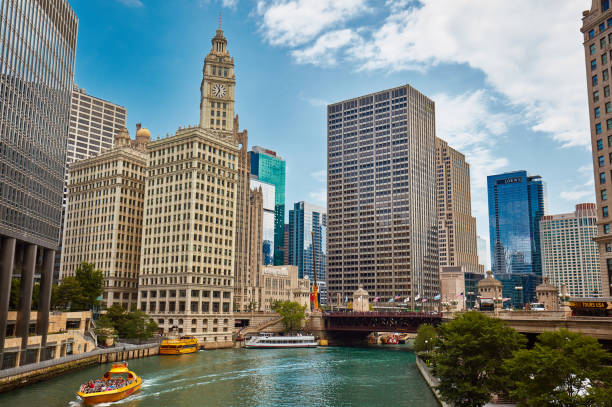 dusable bridge, chicago - michigan avenue stock-fotos und bilder