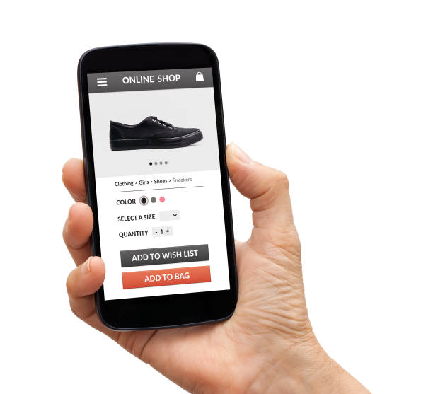 istock Hand holding smart phone with online shop concept on screen 942575610