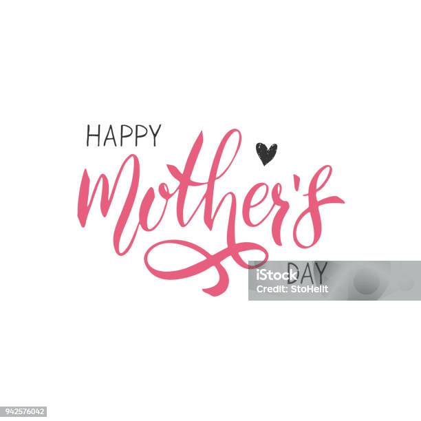 Happy Mothers Day Lettering Handwritten Typography Calligraphy Text Stock Illustration - Download Image Now