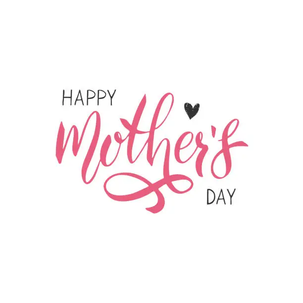 Vector illustration of Happy Mothers Day lettering. Handwritten typography. Calligraphy text.