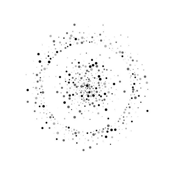 Dense black dots. Dense black dots. Small double circle with dense black dots on white background. Vector illustration. spreading stock illustrations