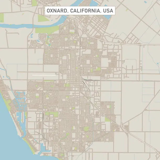 Vector illustration of Oxnard California US City Street Map