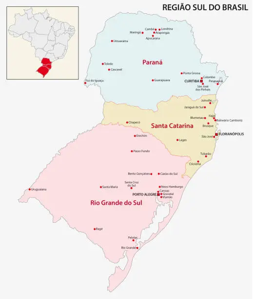 Vector illustration of brazil south region map