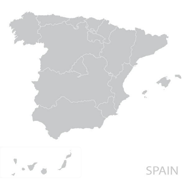 mapa hiszpanii - spain stock illustrations