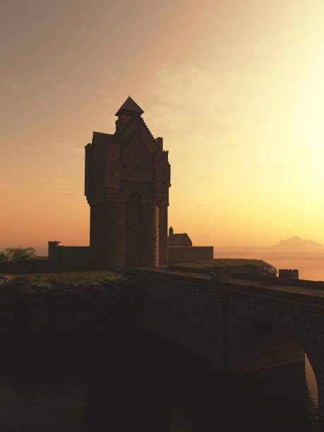 istock Medieval Tower House Castle at Sunset 942595718