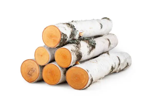 Pile of firewood isolated on a white background.