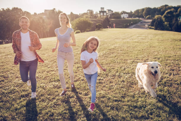 istock Happy family with dog 942596692
