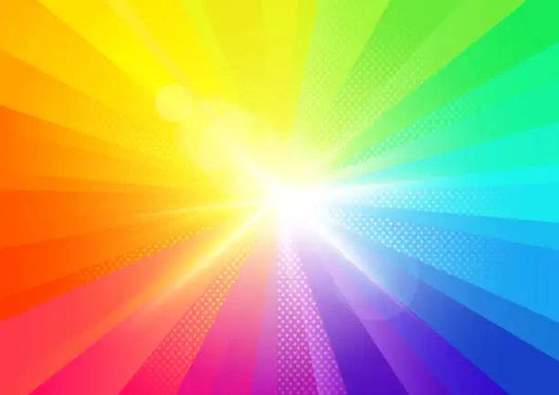 Vector illustration of Rainbow Burst Rays Background