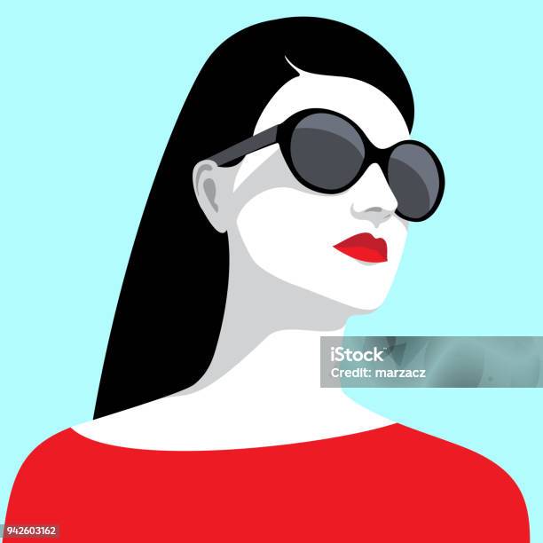 Donna Che Indossa Occhiali Da Sole - Immagini vettoriali stock e altre immagini di Donne - Donne, Solo una donna, Illustrazione