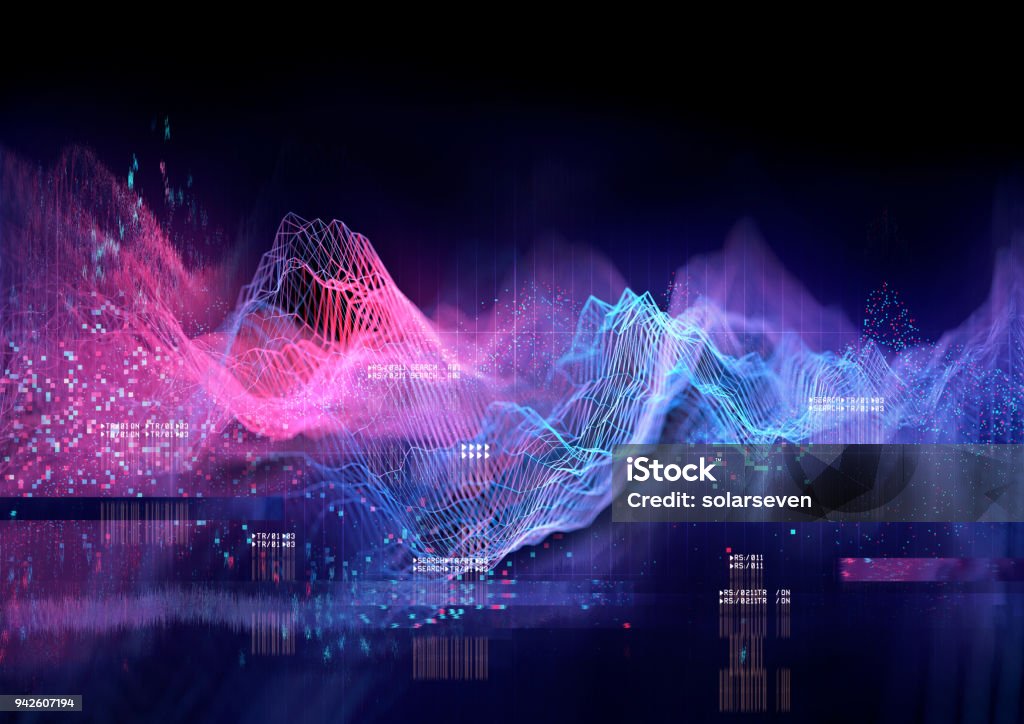 Technical Futuristic Graph Abstract Visualization of data and technology in graph form. 3D Illustration Technology Stock Photo