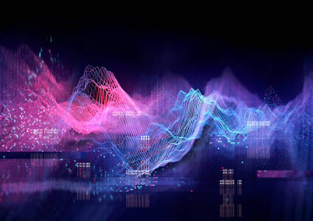 Technical Futuristic Graph Abstract Visualization of data and technology in graph form. 3D Illustration data system stock pictures, royalty-free photos & images