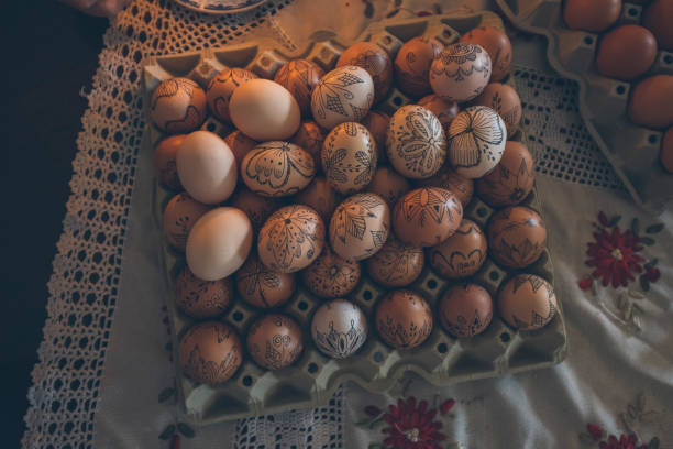 Orthodox Easter Eggs Decoration Easter eggs decorated with bee wax. orthodox church easter stock pictures, royalty-free photos & images