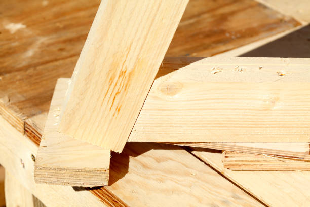 istock Light wooden beams, support beams 942622556