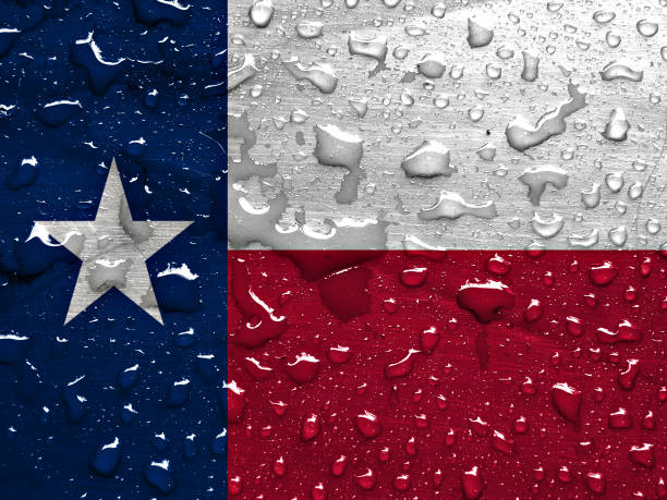 istock flag of Texas with rain drops 942623440