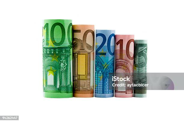 W Euro - zdjęcia stockowe i więcej obrazów Banknot pięciu euro - Banknot pięciu euro, Sterta - Aranżacja, 1 euro