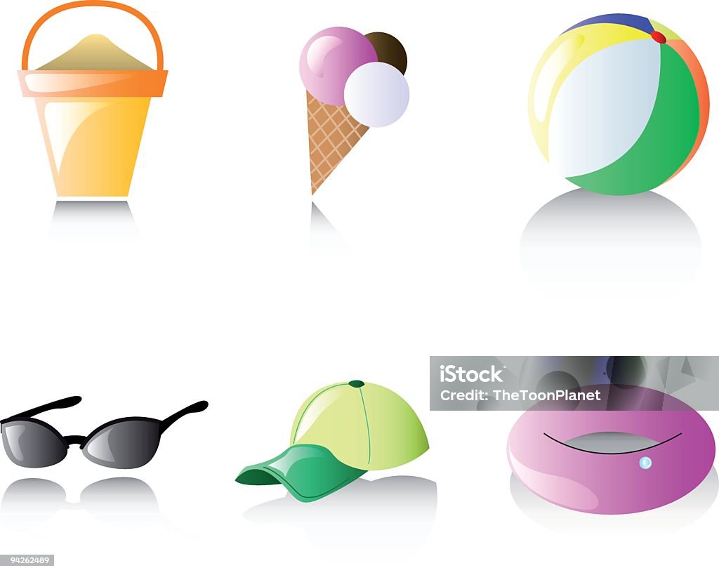 Brillants icônes brillant: La plage - clipart vectoriel de Ballon de plage libre de droits