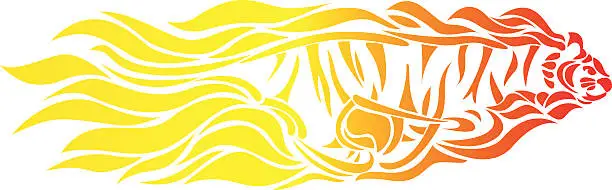 Vector illustration of Speed tiger of fire