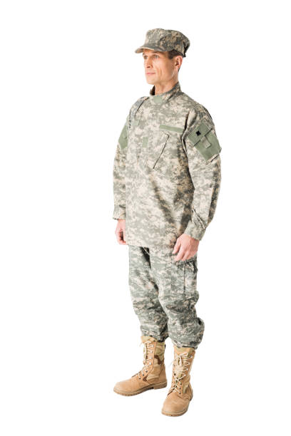 istock Handsome army soldier wearing uniform isolated on white 942627538