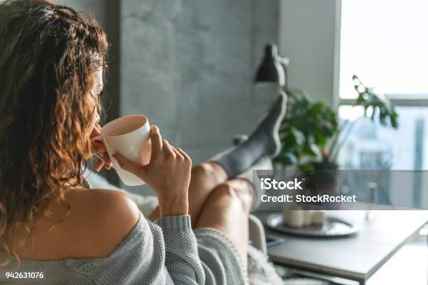 Enjoying A Cup Of Coffee Stock Photo - Download Image Now - Coffee - Drink, Drinking, Enjoyment