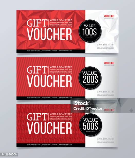 Gift Voucher Design Template Modern Geometric Banner Background Stock Illustration - Download Image Now