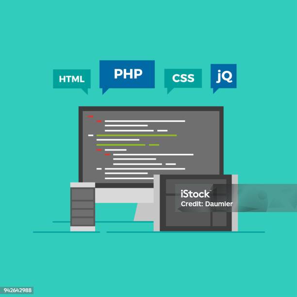 Coding Vector For Webite Colorful Website Coding Vector Illustration Stock Illustration ...
