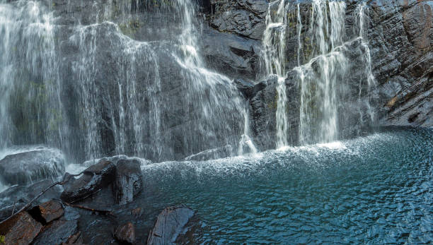 istock Waterfall spring Panoramic rocks Falls in Horton Plains National Park Sri Lanka. 942643590