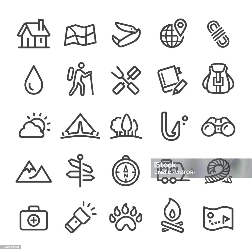 Camping Icons - Smart Line Series Camping, travel, hiking, Icon Symbol stock vector