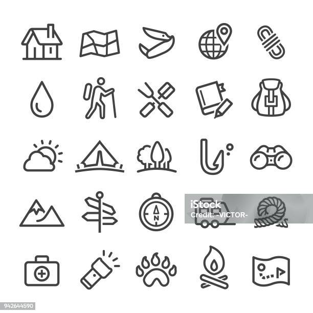 Camping Icons Smart Line Series Stock Illustration - Download Image Now - Icon Symbol, Safari, Hiking