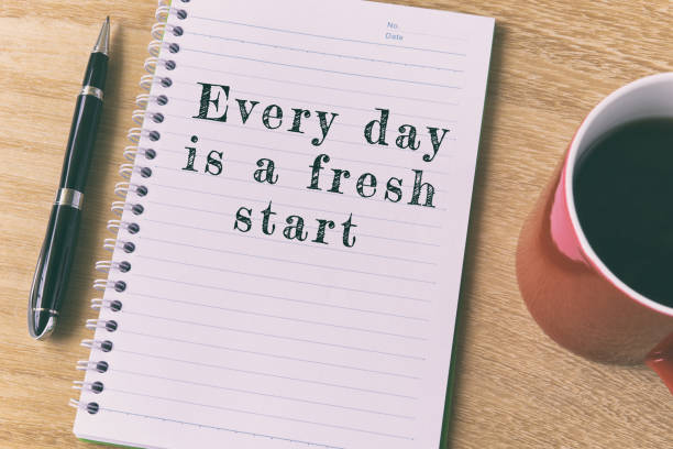 istock Inspirational quote on notepad - Every day is a fresh start 942645878