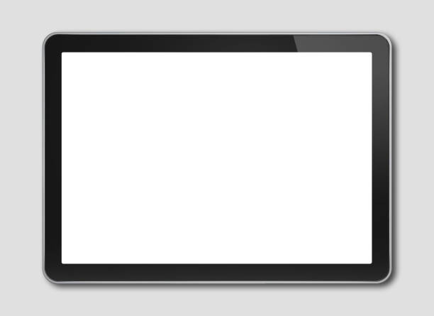 Digital tablet pc, smartphone template isolated on grey Horizontal Digital tablet pc, smartphone mockup template. Isolated on grey graphics tablet stock pictures, royalty-free photos & images