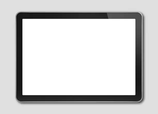 Horizontal Digital tablet pc, smartphone mockup template. Isolated on grey