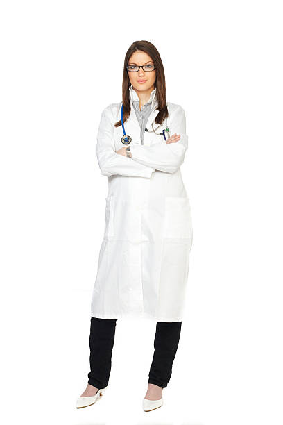 istock Young fermale medical intern posing isolated on white background 94265633