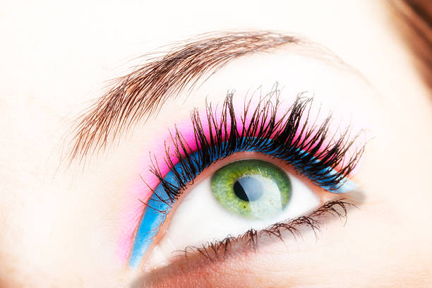 Close up photo of female green color eye stock photo