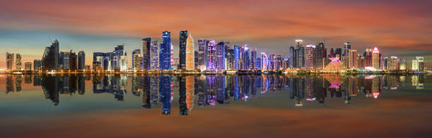 istock The illuminated skyline of Doha just after sunset 942660034