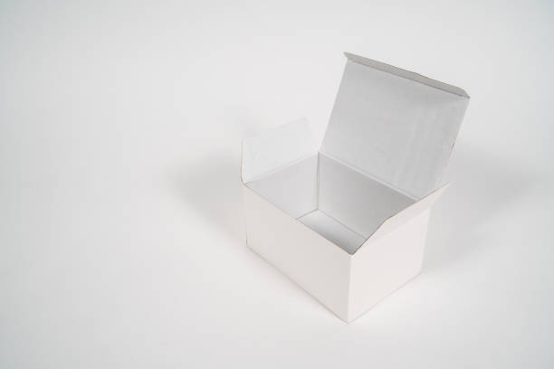 istock white paper box is open on white isolated background, copy space. 942669272