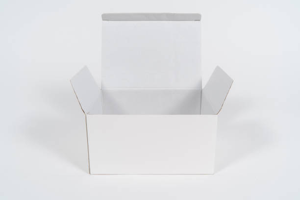 istock white paper box is open on white isolated background. 942669306