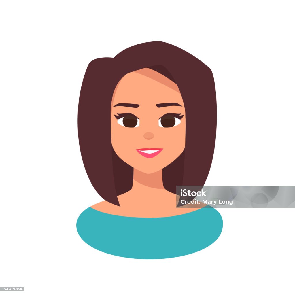 Vector cheerful smiling girl in cartoon flat style. Vector cheerful smiling girl in cartoon flat style. vector illustration isolated from the background Avatar stock vector