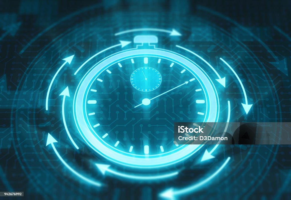 Stopwatch on digital display Clock Stock Photo