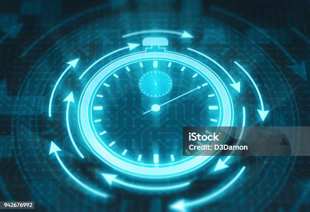 Stopwatch On Digital Display Stock Photo - Download Image Now - Clock, Time, Technology