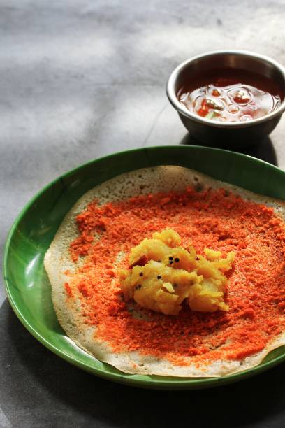 istock Mysore Masala Dosa served with sambar and chutney, selective focus 942678258