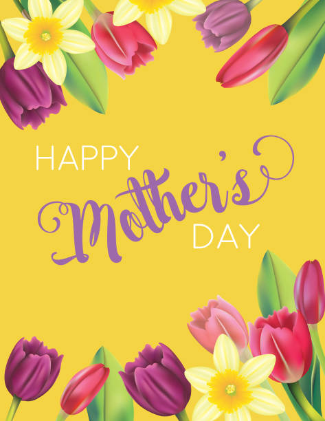 ilustrações, clipart, desenhos animados e ícones de cartão de dia das mães com desenhos florais - mothers day frame flower single flower