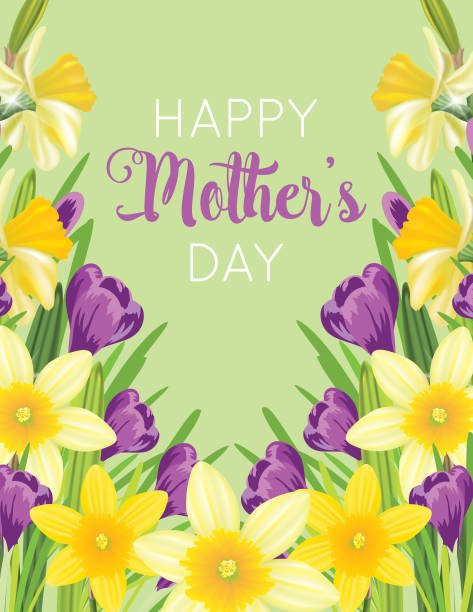 illustrazioni stock, clip art, cartoni animati e icone di tendenza di biglietto per la festa della mamma con disegni floreali - mothers day frame flower single flower