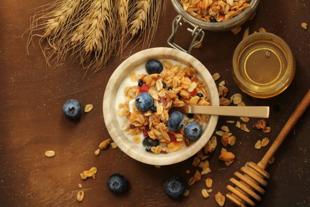 istock Homemade granola Cereal with blueberries/ Healthy breakfast concept, selective focus 942682046