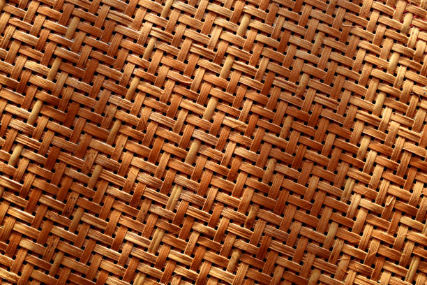 textura de tecido bambo - woven bamboo art close up - fotografias e filmes do acervo
