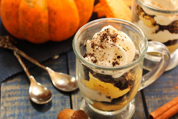 istock Homemade Pumpkin Mousse Parfait / Thanksgiving dessert, selective focus 942689326