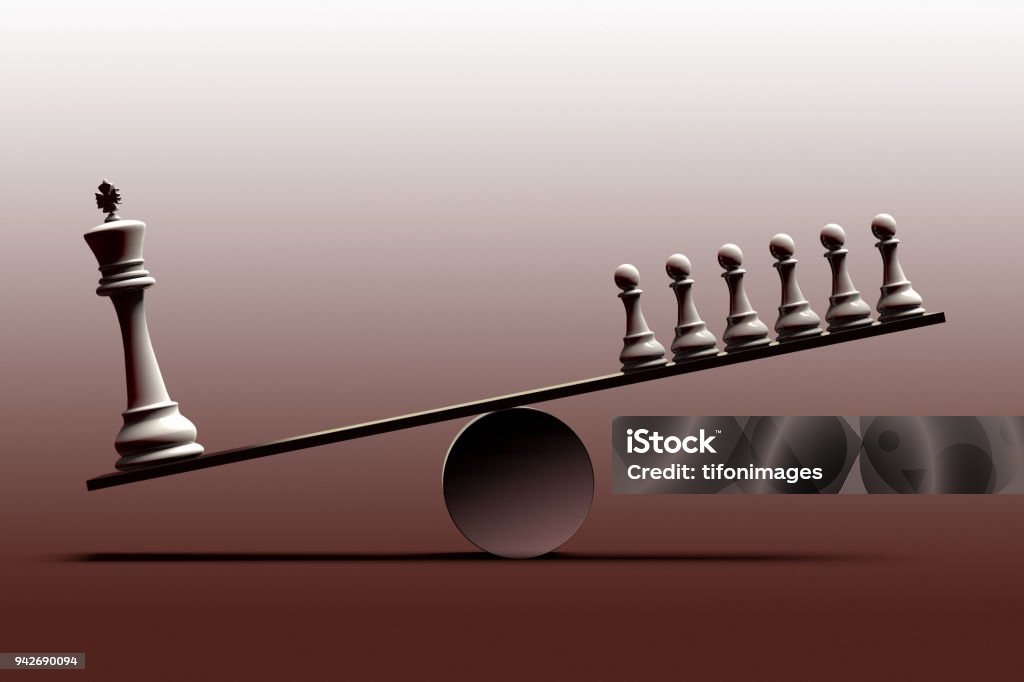 social inequality and the imbalance between social classes represented with chess pieces 3D rendering of a conceptual representation of social inequality and the imbalance between social classes represented with chess pieces Wealth Stock Photo
