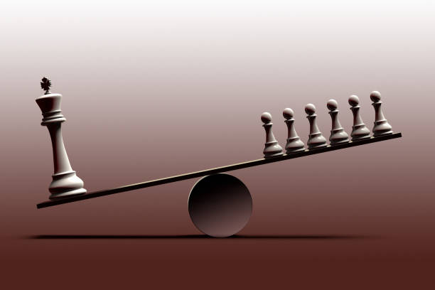 social inequality and the imbalance between social classes represented with chess pieces 3D rendering of a conceptual representation of social inequality and the imbalance between social classes represented with chess pieces upper class stock pictures, royalty-free photos & images
