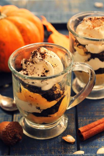 istock Homemade Pumpkin Mousse Parfait / Thanksgiving dessert, selective focus 942692524