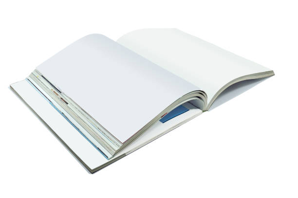 istock Opened blank pages of magazine or book, catalog isolated on white 942697128